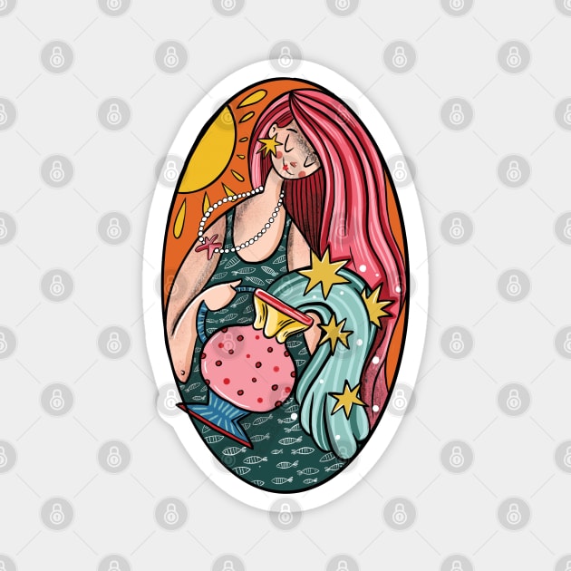 Aquarius Zodiac Harmony: A Fusion of Strength and Elegance Magnet by Illustory