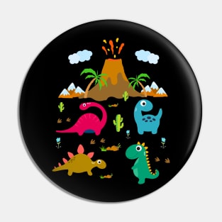 Dinosaur and volcano Pin