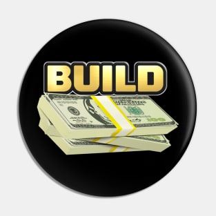 Shiny black and Gold Build Wealth no.1 Pin