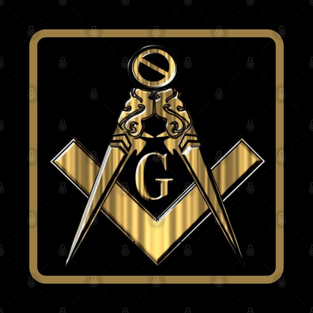 Freemason Classic Gold Square and Compass in Frame Masonic by Hermz Designs