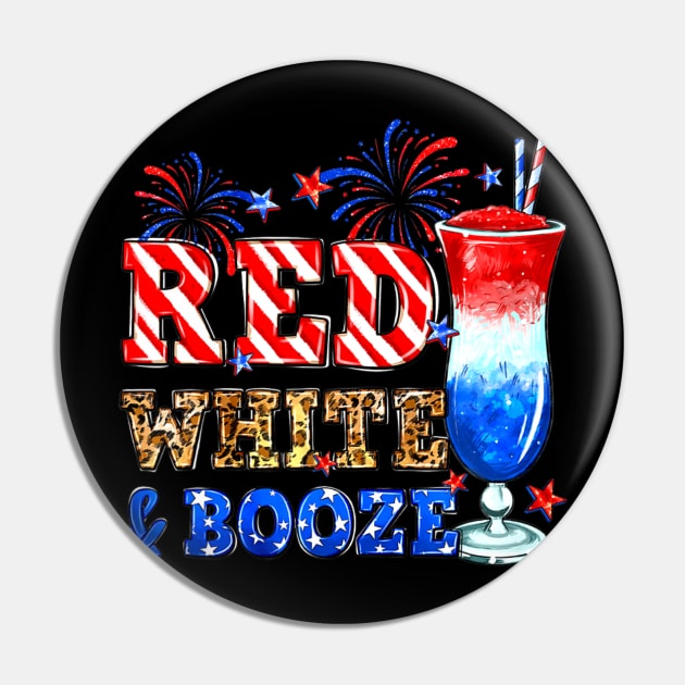 Red White &amp; Booze Summer Funny Drinking 4th of July USA Pin by fatmehedo8