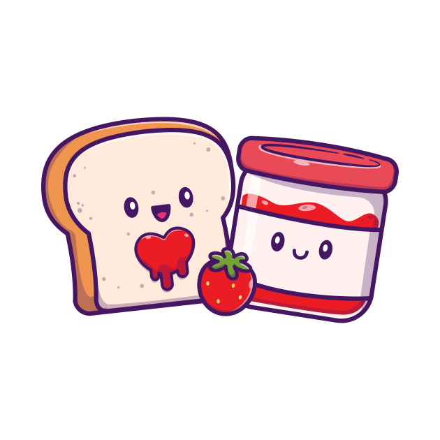 Cute Bread With Cute Strawberry Jam Cartoon by Catalyst Labs