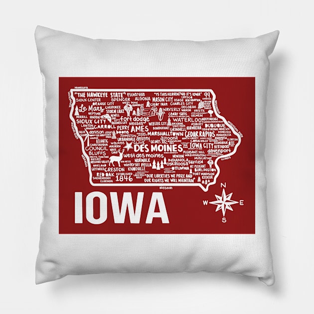 Iowa Map Pillow by fiberandgloss