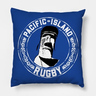 Easter Island Head Rugby Fan - White Text Pillow