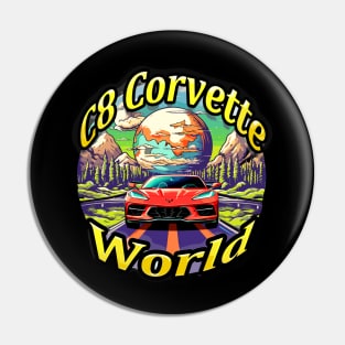 C8 Corvette World front print Pin