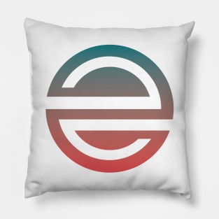 Geometric abstract blue red ocean Pillow