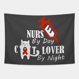 Nurse By Day Cat Lover By Night Tapestry