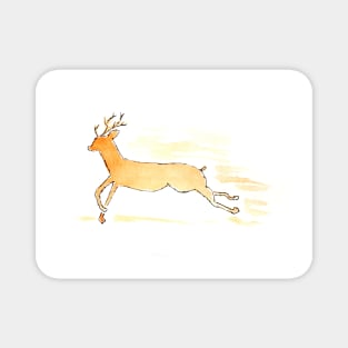 Reindeer in motion, animal portrait. Watercolor illustration on a winter theme, congratulations Magnet