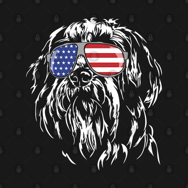 Funny Proud Bearded Collie American Flag sunglasses dog by wilsigns