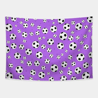 Football / Soccer Ball Seamless Pattern - Purple Background Tapestry