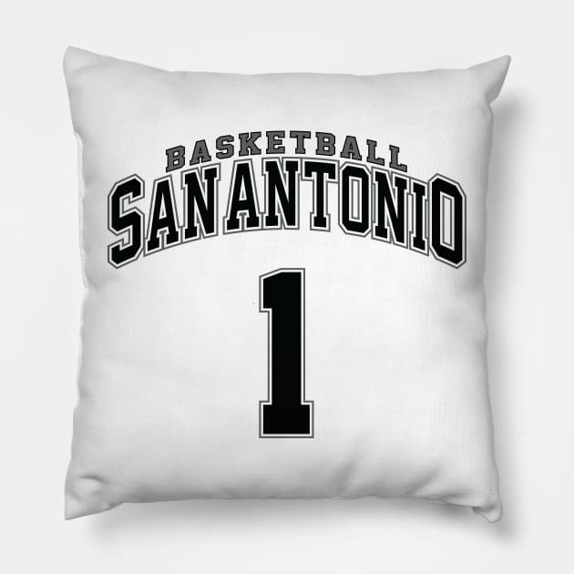 San Antonio Basketball - Player Number 1 Pillow by Cemploex_Art