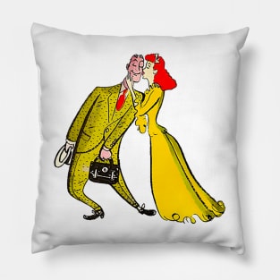 Husband and wife kissing vintage comic Pillow