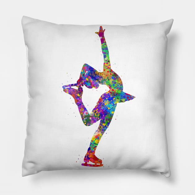 Ice skater girl Pillow by Yahya Art