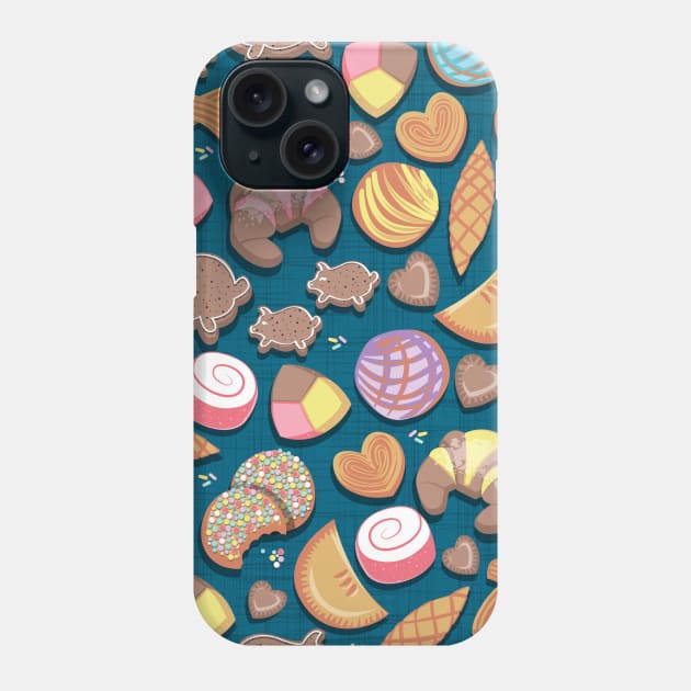 Mexican Sweet Bakery Frenzy // pattern // turquoise background pastel colors pan dulce Phone Case by SelmaCardoso