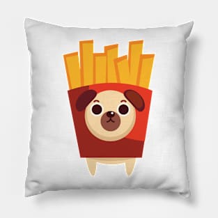 Pug Dog and French Fries Pillow