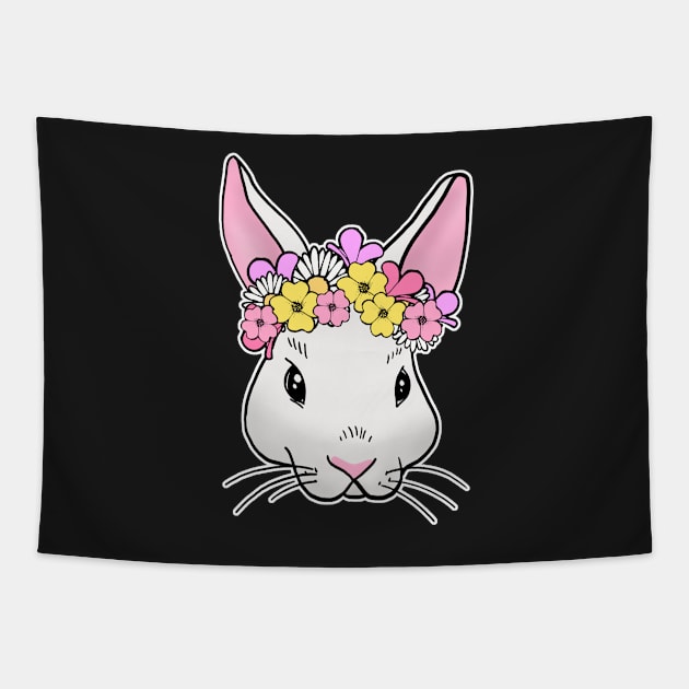 Rabbit with flower head happy easter 2021 Tapestry by Mesyo