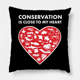 Ocean Animals Conservation Heart Pillow