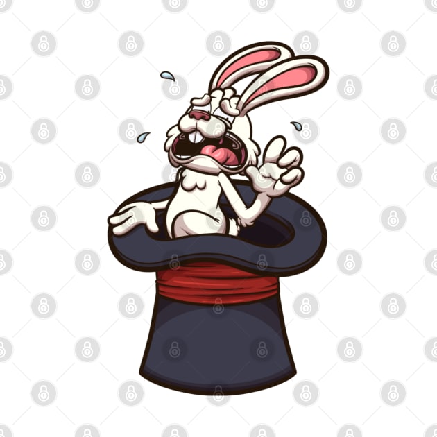 Frightened White Rabbit In Magician Hat by TheMaskedTooner