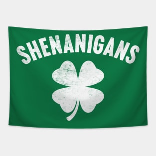 Shenanigans Shamrock White St. Patrick's Day Tapestry