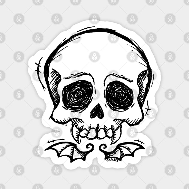 Scribbly Vampire Skull Magnet by Jan Grackle