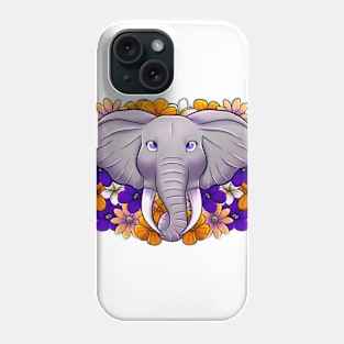 Elephant with African Flowers Phone Case