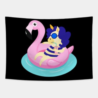 Unicorn with Flamingo Pool Float print Tapestry