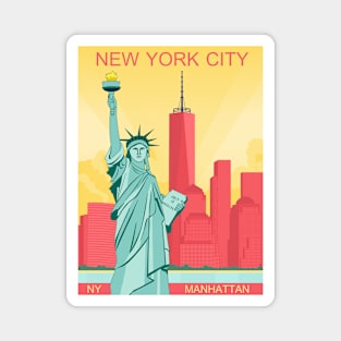 Vintage Nyc New York City Manhattan and Statue of liberty Usa city Magnet