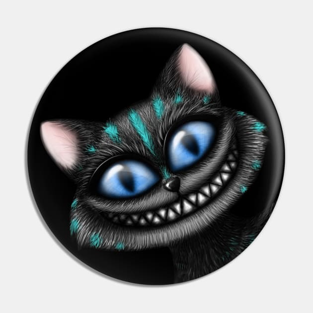 Cheshire Cat Blue Version Pin by DeneboArt