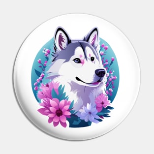 Dog With Flowers Pin