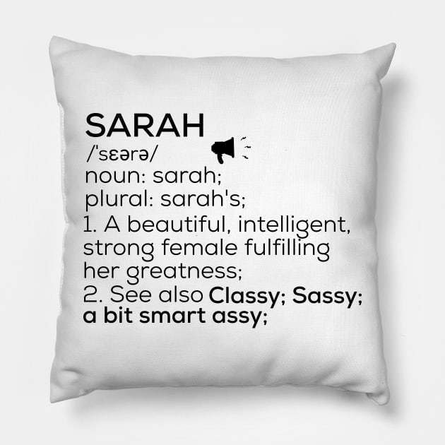 Sarah Name Definition Sarah Female Name Pillow by TeeLogic