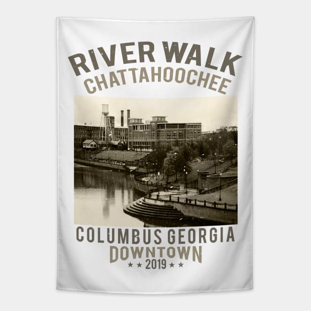 Chattahoochee River Walk Downtown Columbus Georgia Tapestry by JakeRhodes