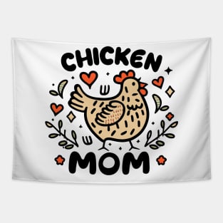 Cute "Chicken Mom" T- Shirt, Perfect Animal Lover Present, Farm Life Apparel, Chicken Lover Gift, Chicken Lady Top Tapestry