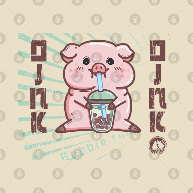 Pig with bubble tea by InnerYou