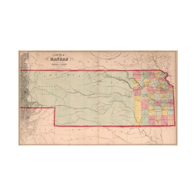 Vintage Map of Kansas (1859) by Bravuramedia