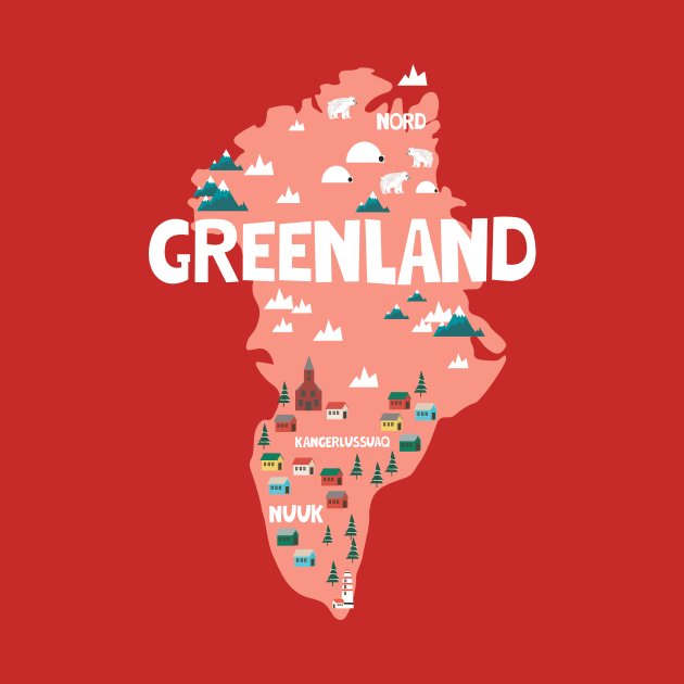 Greenland illustrated map by JunkyDotCom