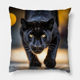 Panther Wildlife Animal On Street Pillow