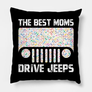 The Best Moms Drive Jeeps Cute Flower Jeeps Women Jeeps Vintage Design for Jeep Lovers Pillow