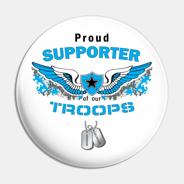 Support our Troops- Teal Pin by krisk9k