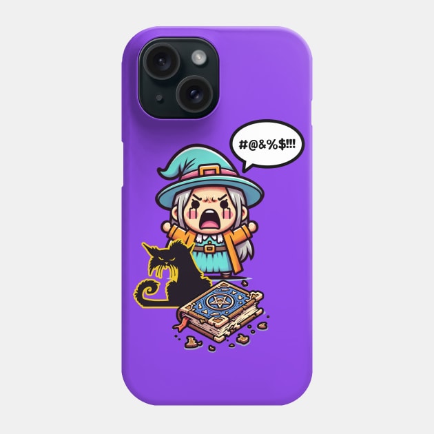 Cute Cursing Witch Phone Case by Doodles of Darkness