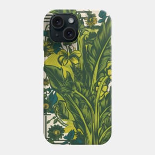 Green Plant Leaf Pattern with Abstract Art Phone Case