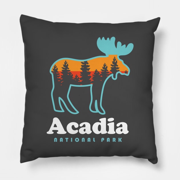 Acadia National Park Camping Bar Harbor Maine Moose Pillow by PodDesignShop