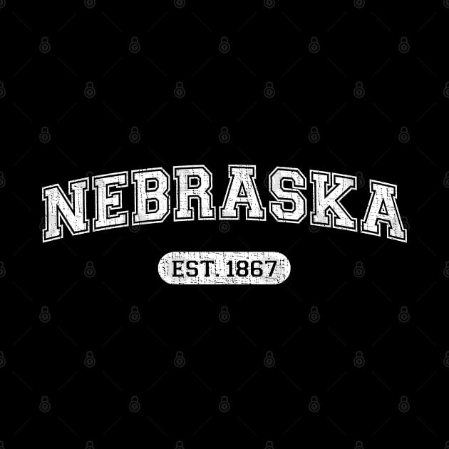 Classic College-Style Nebraska 1867 Distressed University Design by Webdango