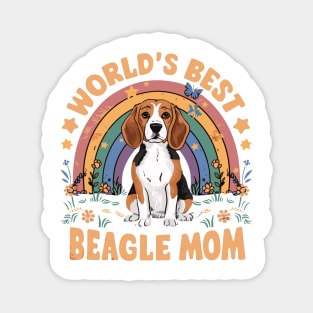 World's Best Beagle Mom Colorful Rainbow Graphic Magnet