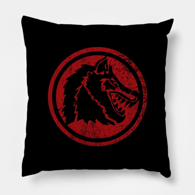 WolfBlood Logo (distressed) Pillow by WolfBlood7