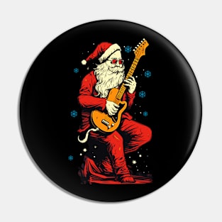 Christmas Guitar Gift Santa Claus Guitarist Funny Guitar Pin