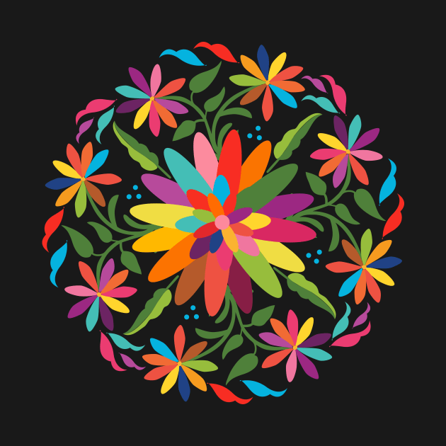 Mexican Otomí Floral Composition by Akbaly by Akbaly