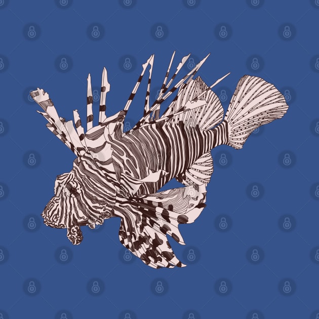 Lionfish line illustration by MickeyEdwards