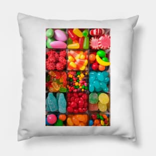 Colorful Candy In Compartments Pillow