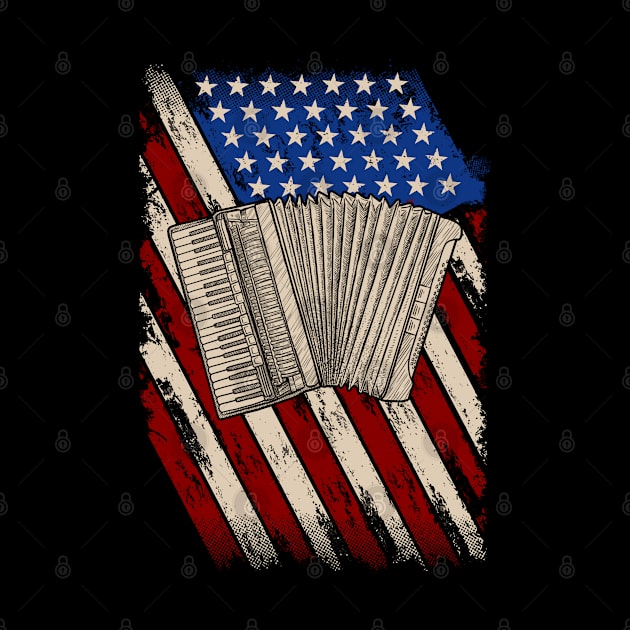 USA American Flag Accordion Musician 4th of July by Africanob