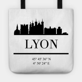 LYON FRANCE BLACK SILHOUETTE SKYLINE ART Tote